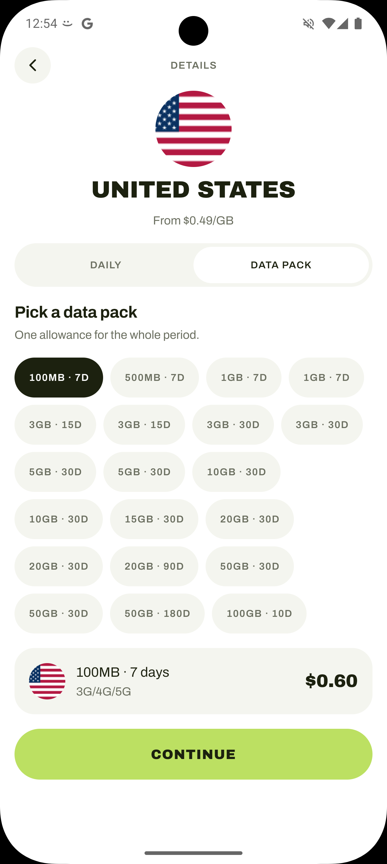 Clear Roam — data pack picker for the United States